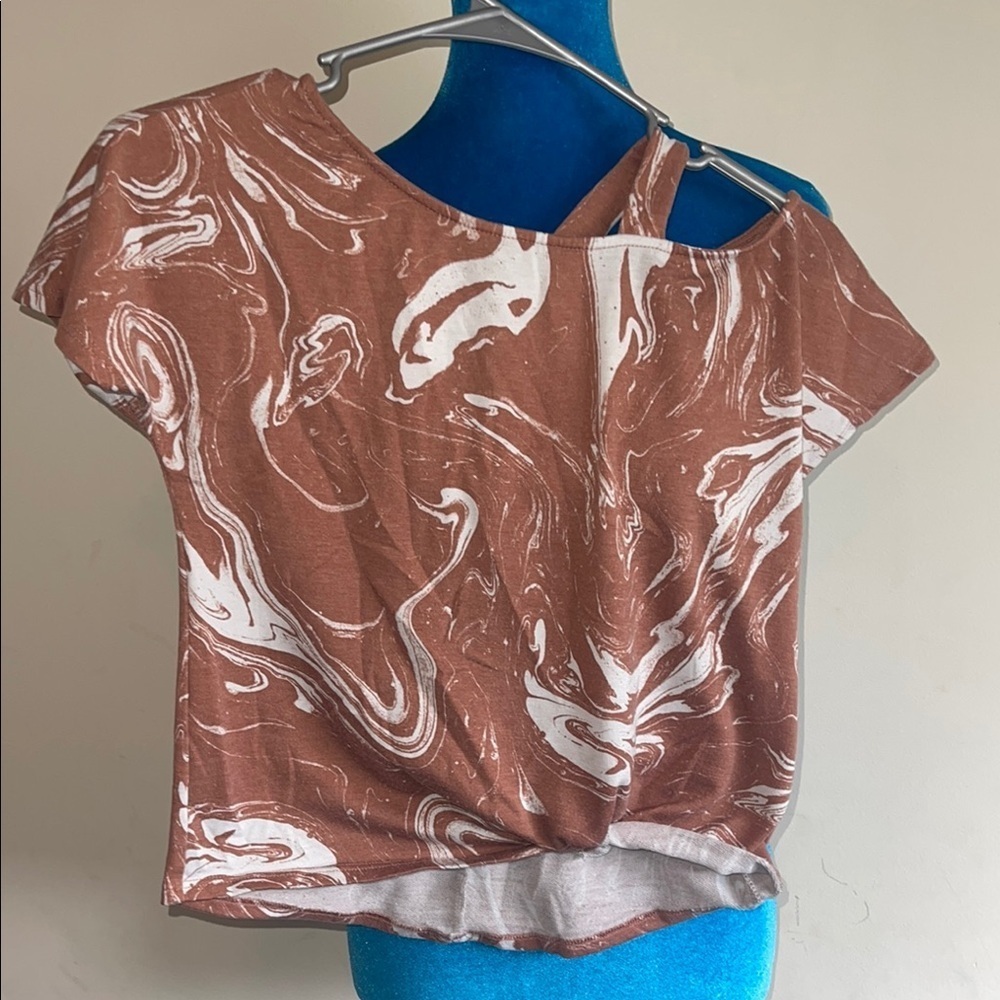 Daytrip Brown and White Swirl Crop Top